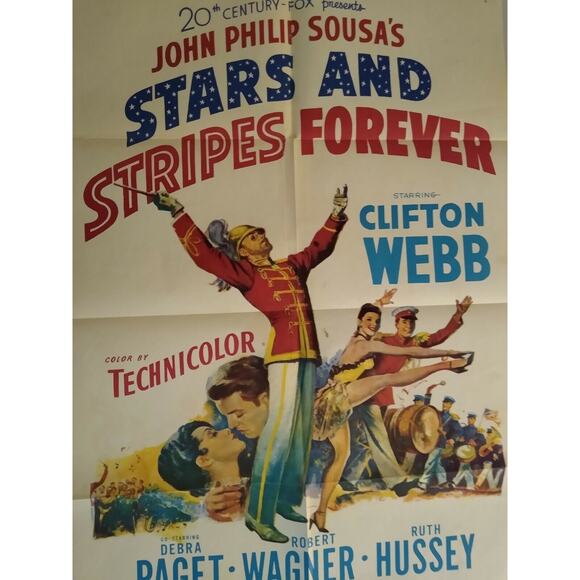 Stars And Stripes Forever Movie Poster 1953 Original Vintage 41" x 27" Folded - Picture 9 of 11